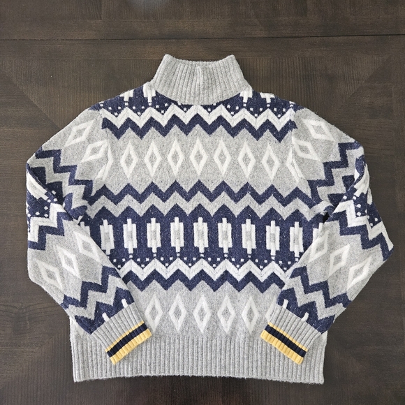 J.crew Fair Isle Mock Neck Sweater Wool Alpaca XL - Picture 1 of 16